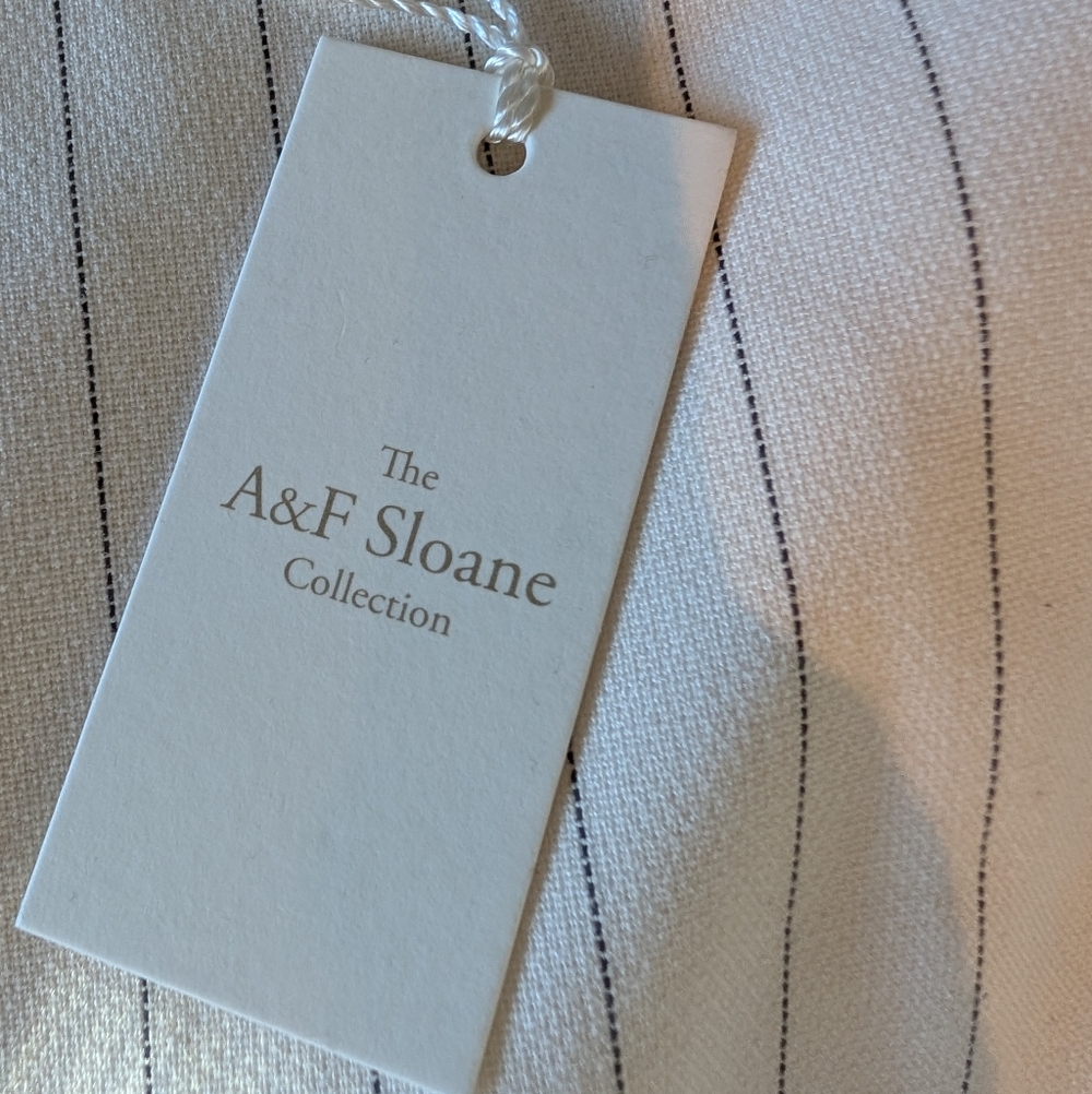 ABERCROMBIE & FITCH Curve Love Sloane Tailored Wide Leg Pant Cream Pinstripe 34S - Picture 12 of 17